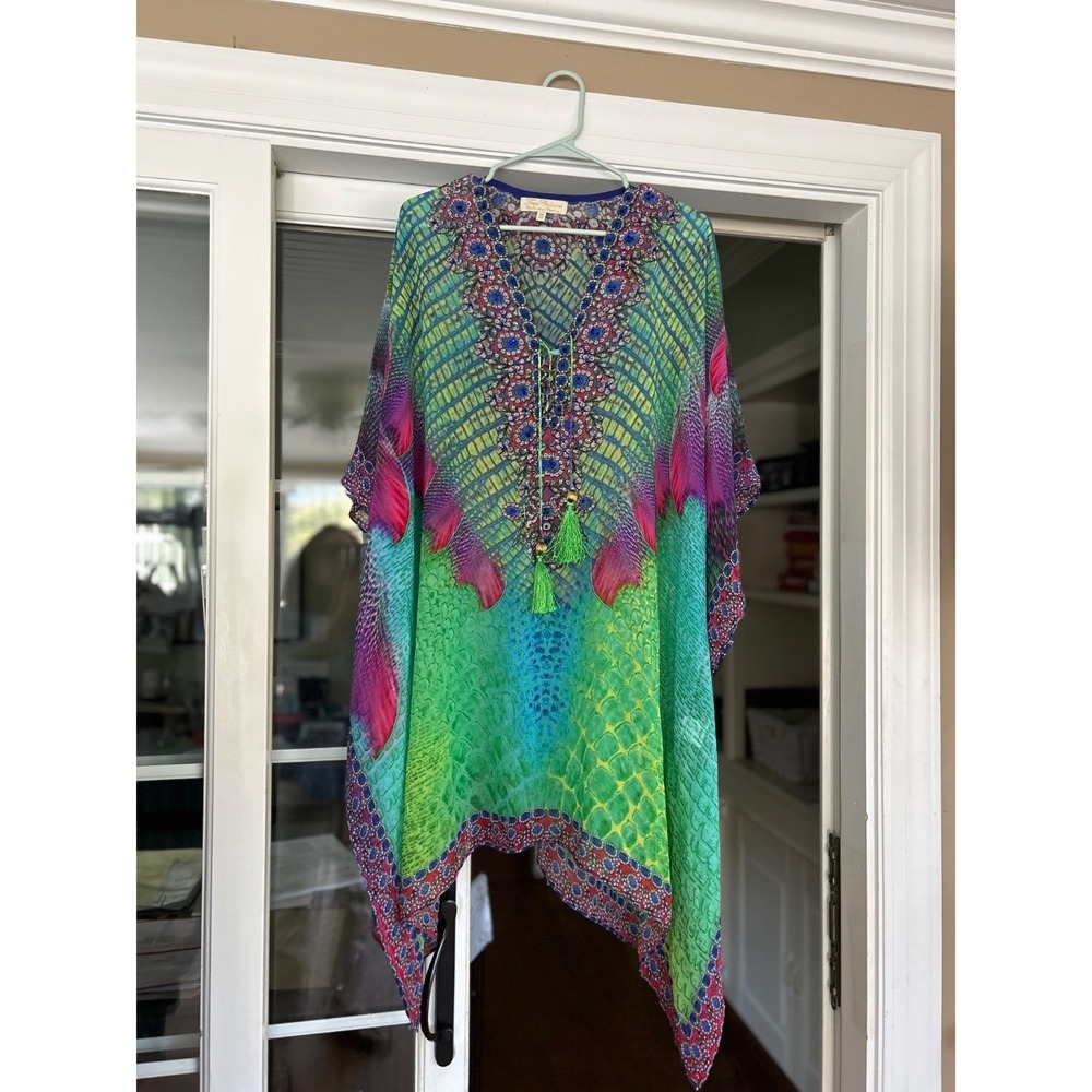 TRUE COLOURS La Moda Clothing Resort Beach Swim Kaftan Cover Up Dress Sz O/S